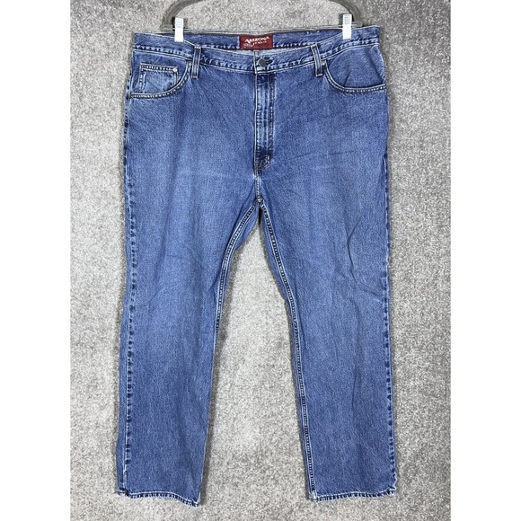 Arizona Relaxed Straight Leg Jeans Mens Size 42 X 32 Blue Denim‎ Cotton 5 Pocket - Picture 1 of 10
